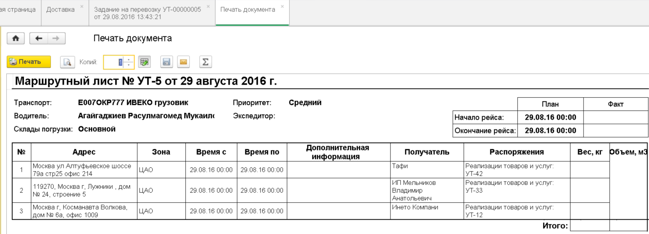 Образец заполнения маршрутного листа легкового автомобиля для льготного отпуска